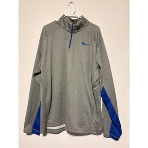 Nike Therma-Fit Pullover Mens 2XL Gray Blue Quarter Zip Athletic Sweatshirt